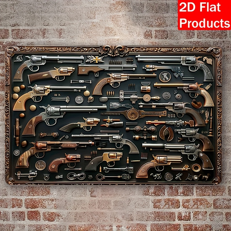 Vintage Collectible Guns - [Papan Dekoratif Logam] Papan dan Ornamen