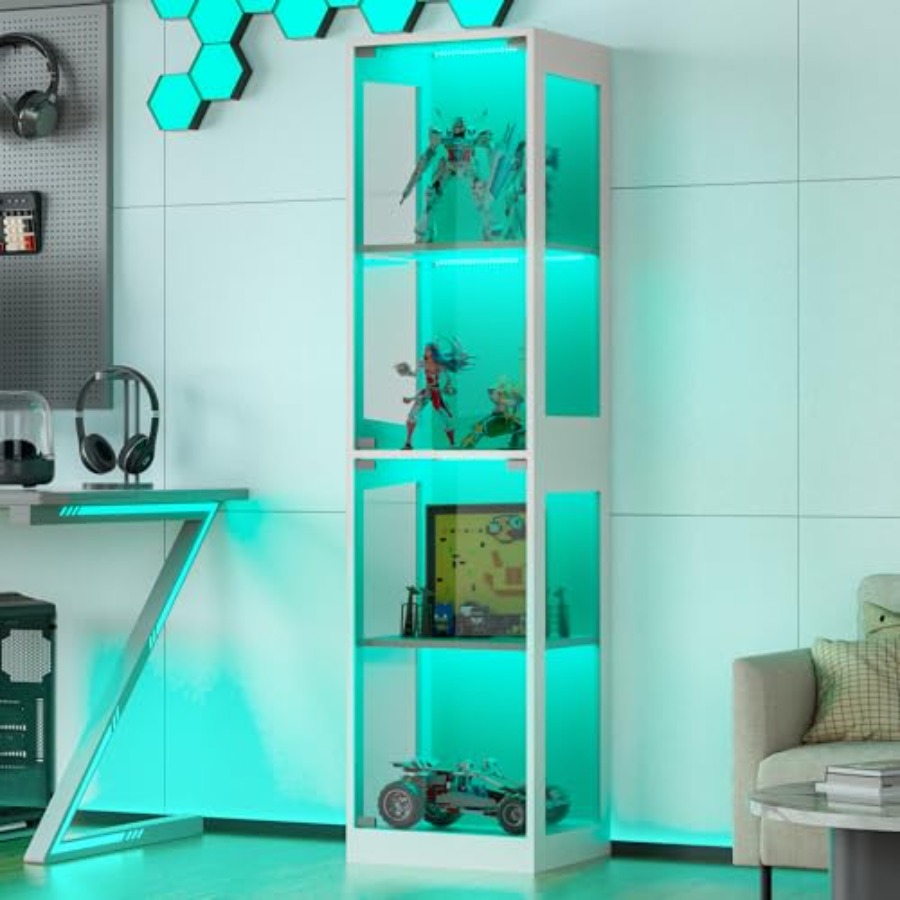 Collectible Collection - Lemari pajangan kaca dengan lampu RGB