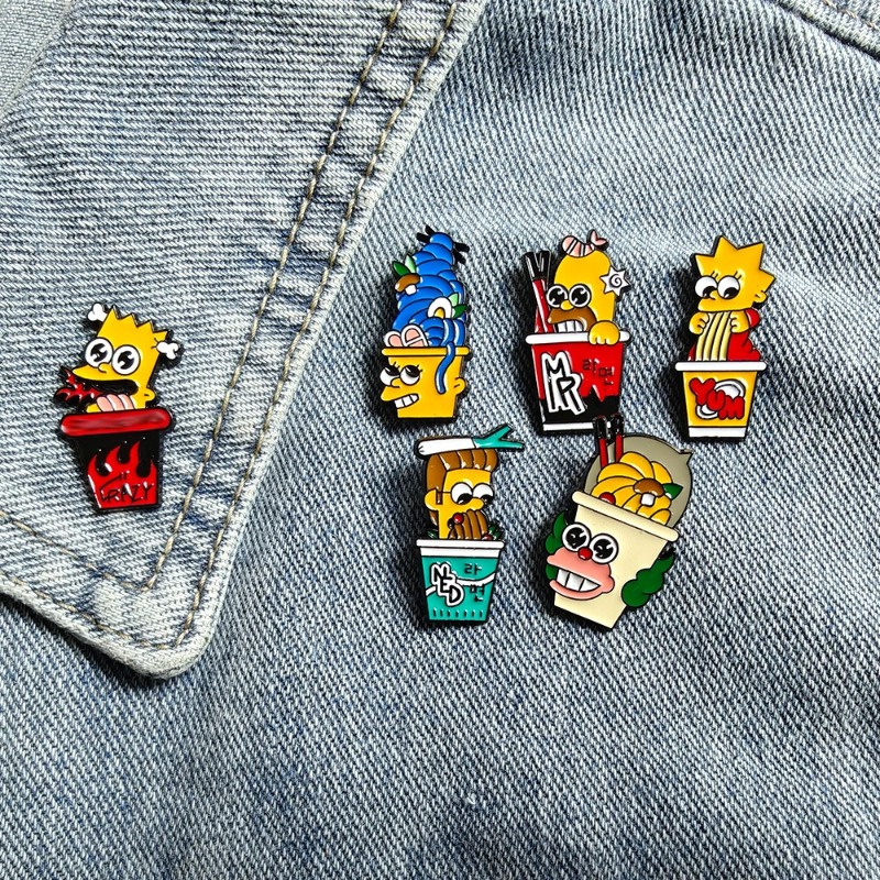 Vintage Item - 6pcs Set The Simpsons Lencana Lucu