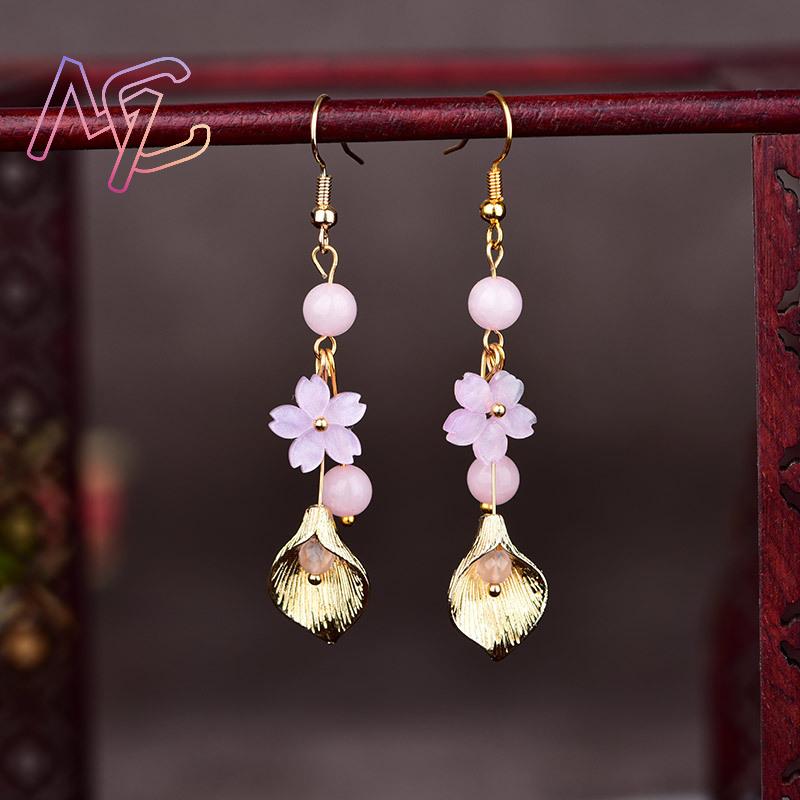 Anting Bunga Giok Alami Merah  - Vintage Item ulasan dan harga